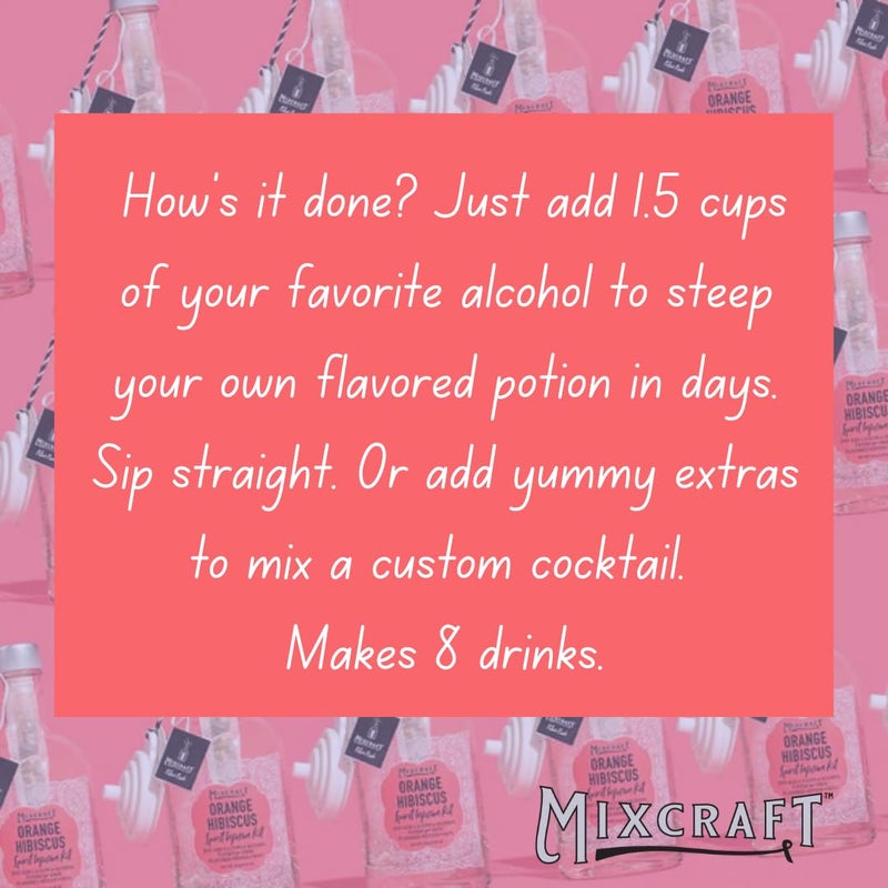 MixCraft Spirit Infusion Kit - Premium Craft Cocktail & Mocktail Mixer, Glass Bottle, Collapsible Funnel, Flavor Pouch & Recipe, Orange Hibiscus - Image 3